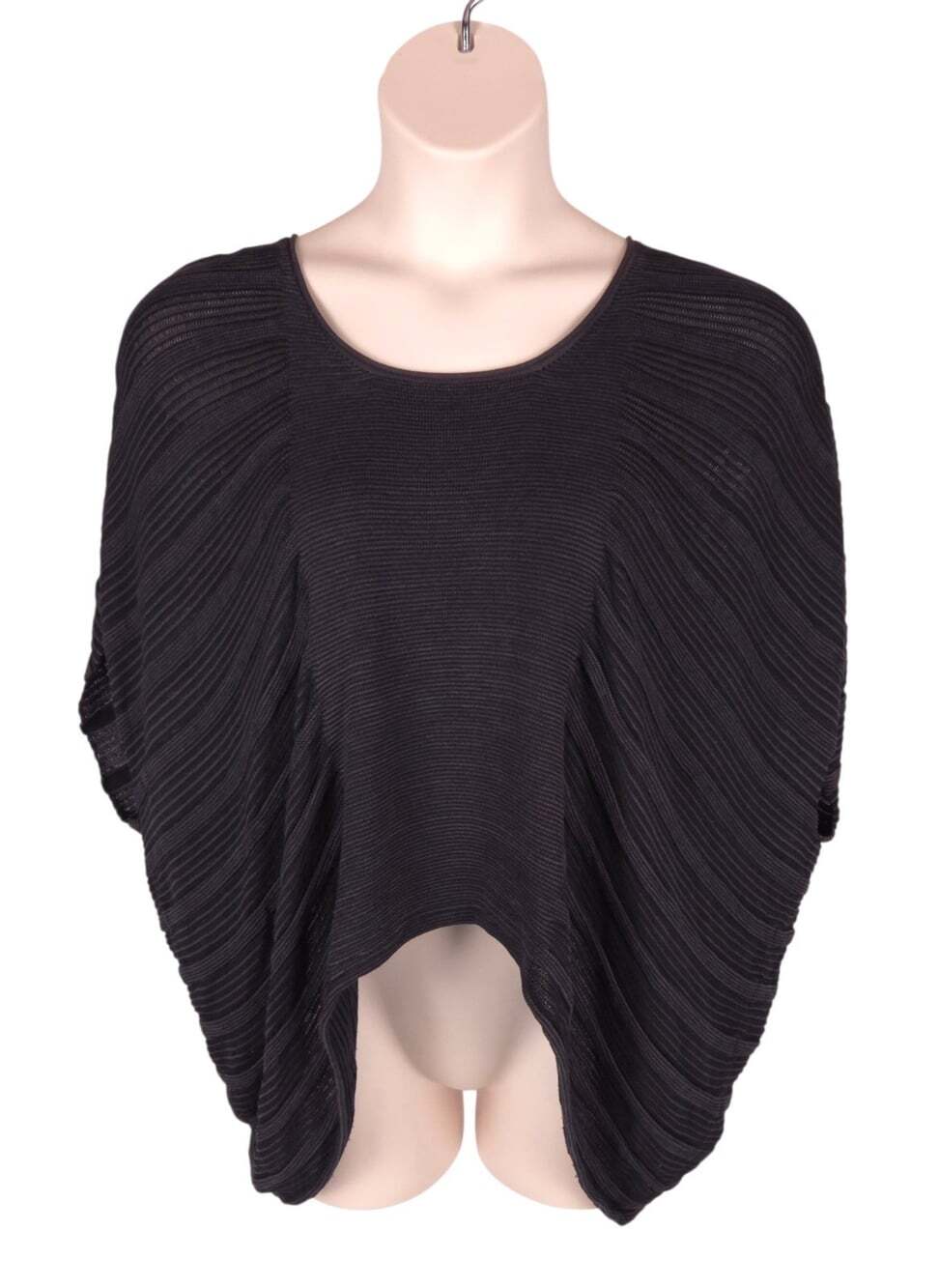 Eileen Fisher Knit Sweater US 8 EU 40 Womens Black Silk Blend Butterfly $198